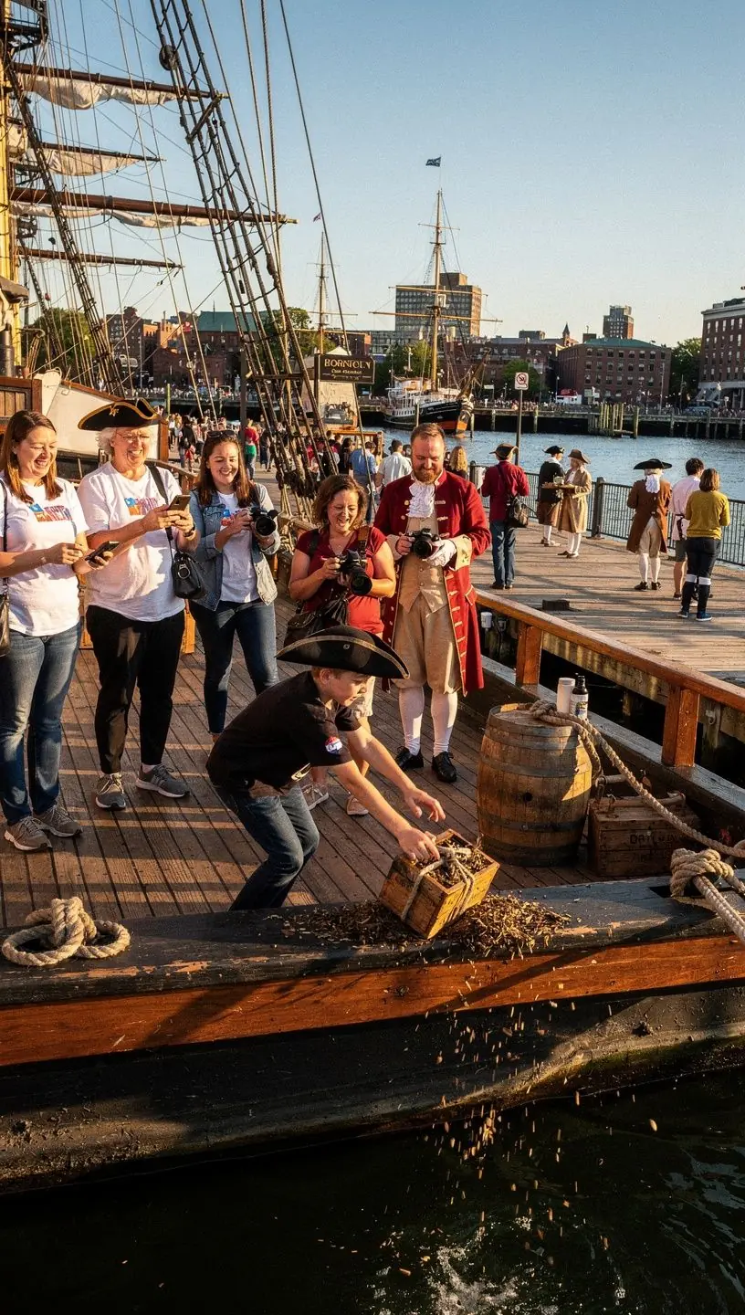 Студенты на кампусе университета, обсуждающие проекты на фоне старинных зданий.