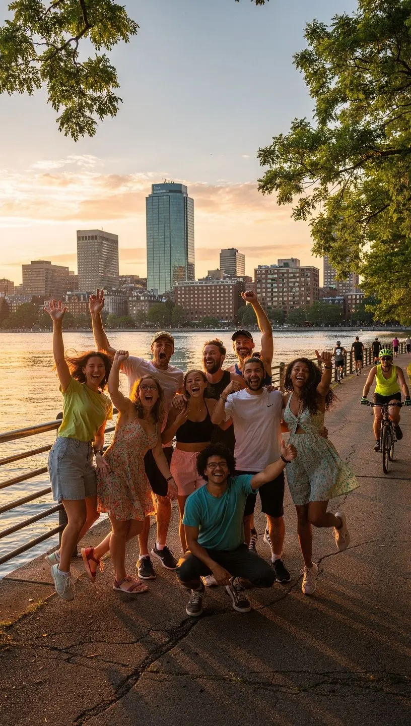 Фотография колониального порта с историческими кораблями, на фоне живописного заката.