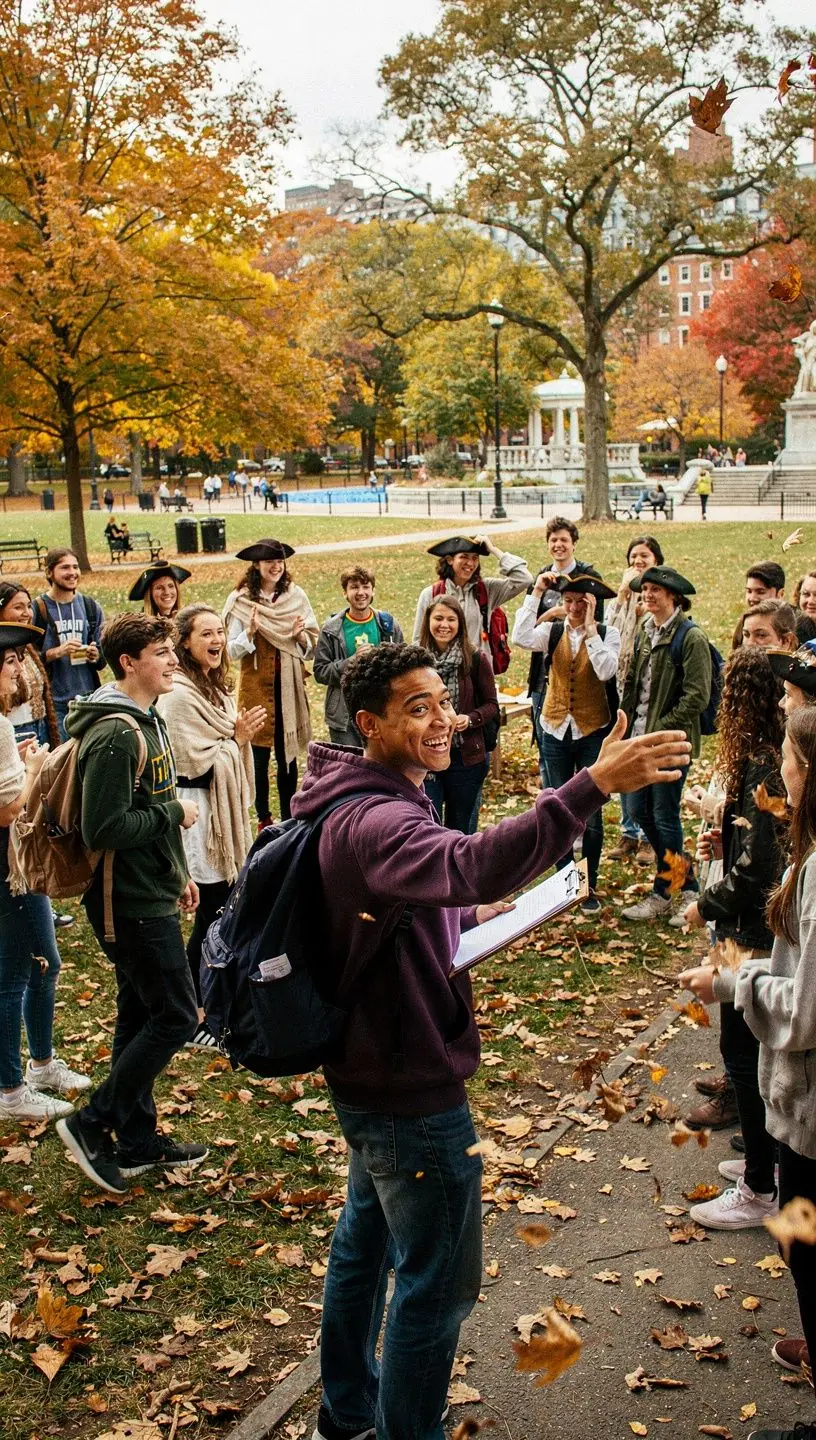Изображение экскурсовода, рассказывающего о важности Свободной тропы для американской истории.